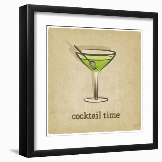 Old Background with Cocktail-natbasil-Framed Art Print