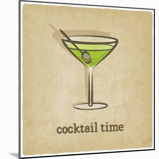 Old Background with Cocktail-natbasil-Mounted Art Print