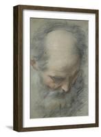 Old Bald Head and Bearded, Nearly Face, Looking Down-Federico Barocci-Framed Giclee Print