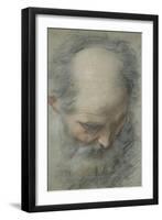 Old Bald Head and Bearded, Nearly Face, Looking Down-Federico Barocci-Framed Giclee Print