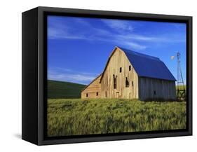 Old Barn and Spring Wheat Field-Terry Eggers-Framed Stretched Canvas
