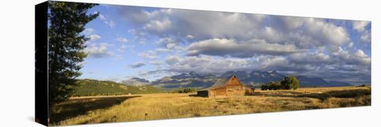 Old Barn and Teton Mountain Range, Jackson Hole, Wyoming, USA-Michele Falzone-Stretched Canvas