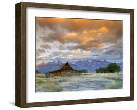 Old Barn and Teton Mountain Range, Jackson Hole, Wyoming, USA-Michele Falzone-Framed Photographic Print