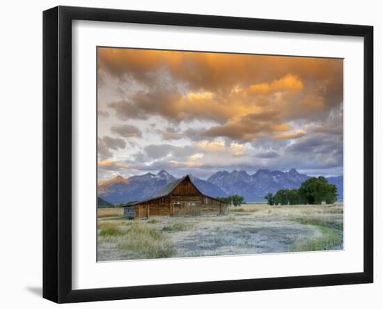 Old Barn and Teton Mountain Range, Jackson Hole, Wyoming, USA-Michele Falzone-Framed Photographic Print