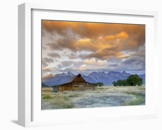 Old Barn and Teton Mountain Range, Jackson Hole, Wyoming, USA-Michele Falzone-Framed Photographic Print