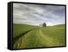 Old Barn in Wheat Field-Terry Eggers-Framed Stretched Canvas