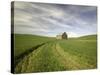 Old Barn in Wheat Field-Terry Eggers-Stretched Canvas