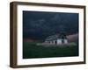 Old Barn Stands in a Wheat Field as a Thunderstorm Passes in the Distance Near Ogallah, Kansas-null-Framed Photographic Print