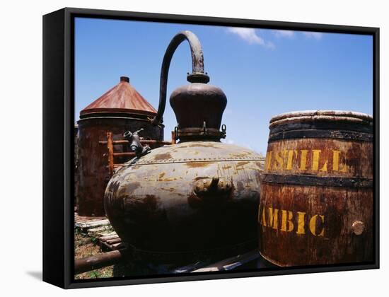 Old Barrel and Storage Tank, Saint Martin, Caribbean-Greg Johnston-Framed Stretched Canvas