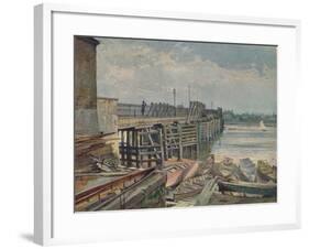 'Old Battersea Bridge, From The North Bank', looking across the River Thames, London, 1885-John Crowther-Framed Giclee Print