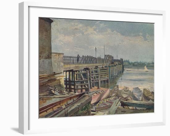 'Old Battersea Bridge, From The North Bank', looking across the River Thames, London, 1885-John Crowther-Framed Giclee Print