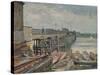'Old Battersea Bridge, From The North Bank', looking across the River Thames, London, 1885-John Crowther-Stretched Canvas