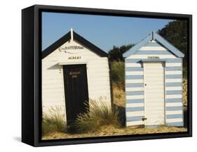 Old Beach Huts, Southwold, Suffolk, England, United Kingdom-Amanda Hall-Framed Stretched Canvas