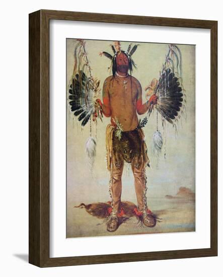 Old Bear Medicine Man of the Mandan Tribe, from a Painting of 1832-George Catlin-Framed Giclee Print