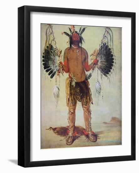 Old Bear Medicine Man of the Mandan Tribe, from a Painting of 1832-George Catlin-Framed Giclee Print