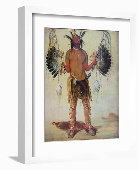 Old Bear Medicine Man of the Mandan Tribe, from a Painting of 1832-George Catlin-Framed Giclee Print