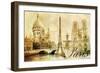 Old Beautiful Paris - Artistic Clip-Art from My Vintage Series-Maugli-l-Framed Art Print