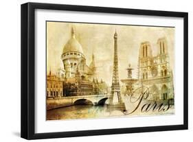 Old Beautiful Paris - Artistic Clip-Art from My Vintage Series-Maugli-l-Framed Art Print