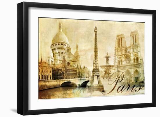 Old Beautiful Paris - Artistic Clip-Art from My Vintage Series-Maugli-l-Framed Art Print