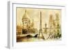 Old Beautiful Paris - Artistic Clip-Art from My Vintage Series-Maugli-l-Framed Art Print