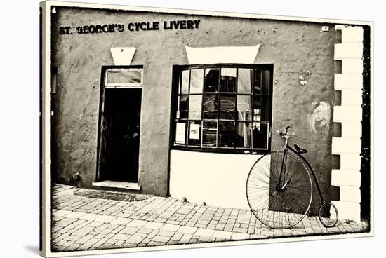 Old Bicycle at the Livery, Bermuda-George Oze-Stretched Canvas