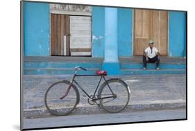 Old Bicycle Propped Up Outside Old Building with Local Man on Steps-Lee Frost-Mounted Photographic Print