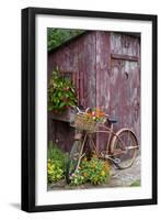 Old Bicycle with Flower Basket Next to Old Outhouse Garden Shed-Richard and Susan Day-Framed Photographic Print