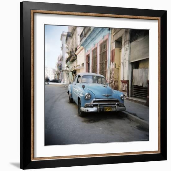 Old Blue American Car, Cienfugeos, Cuba, West Indies, Central America-Lee Frost-Framed Photographic Print