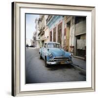 Old Blue American Car, Cienfugeos, Cuba, West Indies, Central America-Lee Frost-Framed Photographic Print