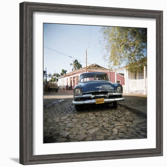 Old Blue American Car, Trinidad, Cuba, West Indies, Central America-Lee Frost-Framed Photographic Print