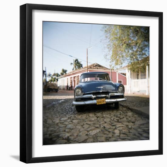 Old Blue American Car, Trinidad, Cuba, West Indies, Central America-Lee Frost-Framed Photographic Print