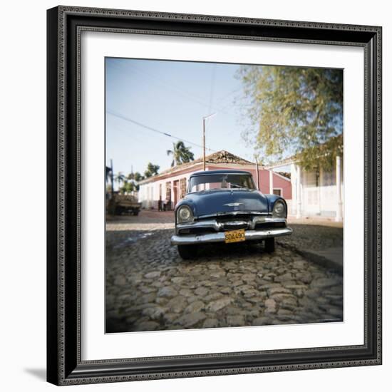 Old Blue American Car, Trinidad, Cuba, West Indies, Central America-Lee Frost-Framed Photographic Print