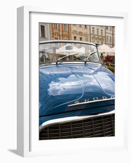 Old Blue Skoda Car, Old Town, Prague, Czech Republic, Europe-Martin Child-Framed Photographic Print