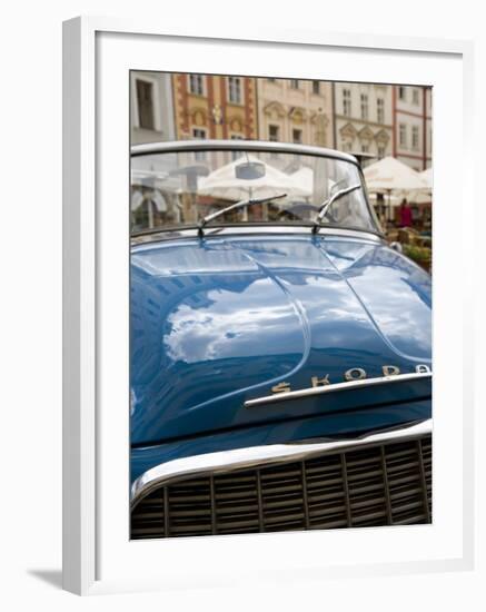 Old Blue Skoda Car, Old Town, Prague, Czech Republic, Europe-Martin Child-Framed Photographic Print