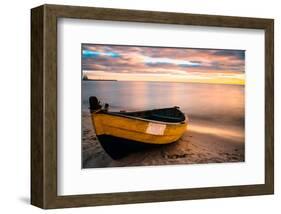 Old Boat at Sunset Beach-null-Framed Art Print