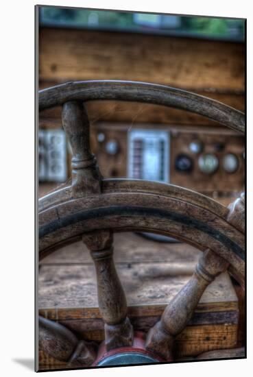 Old Boat Steering Wheel-Nathan Wright-Mounted Photographic Print