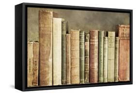 Old Books on a Shelf-Tom Quartermaine-Framed Stretched Canvas