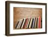 Old Books On A Wooden Shelf. No Labels, Blank Spine-donatas1205-Framed Photographic Print