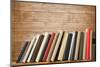 Old Books On A Wooden Shelf. No Labels, Blank Spine-donatas1205-Mounted Photographic Print