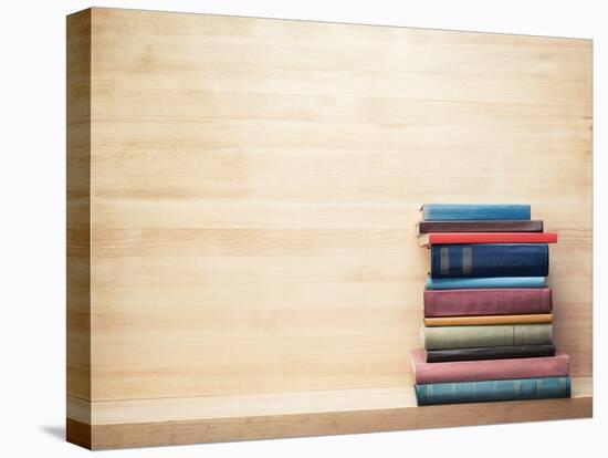 Old Books on a Wooden Shelf.-donatas1205-Stretched Canvas