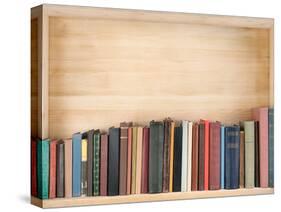 Old Books on a Wooden Shelf.-donatas1205-Stretched Canvas