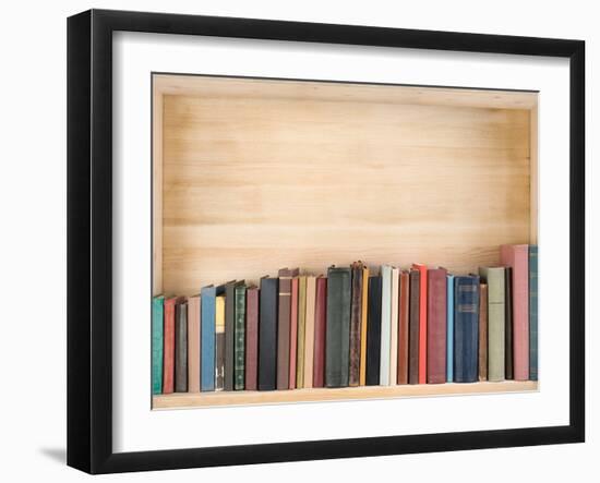 Old Books on a Wooden Shelf.-donatas1205-Framed Photographic Print