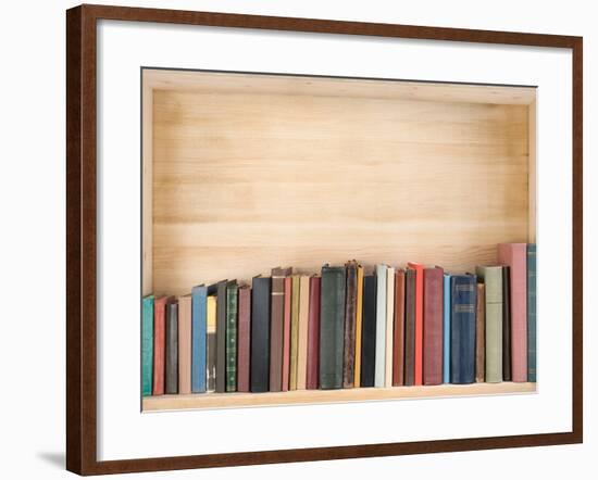 Old Books on a Wooden Shelf.-donatas1205-Framed Photographic Print