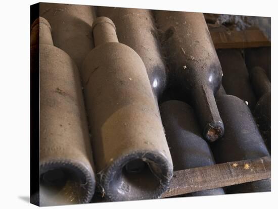 Old Bottles Aging in the Cellar, Chateau Vannieres, La Cadiere d'Azur-Per Karlsson-Stretched Canvas