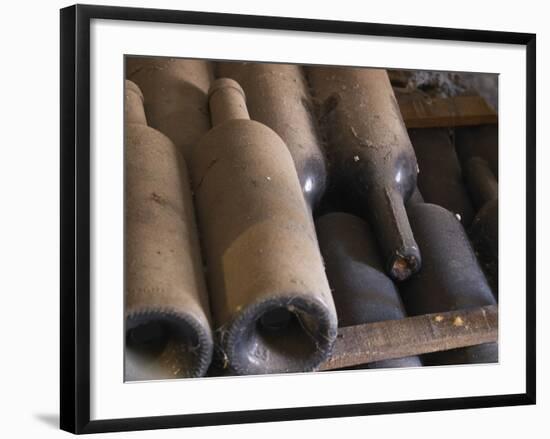 Old Bottles Aging in the Cellar, Chateau Vannieres, La Cadiere d'Azur-Per Karlsson-Framed Photographic Print