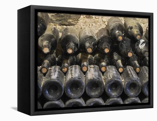 Old Bottles Aging in the Cellar, Chateau Vannieres, La Cadiere d'Azur-Per Karlsson-Framed Stretched Canvas