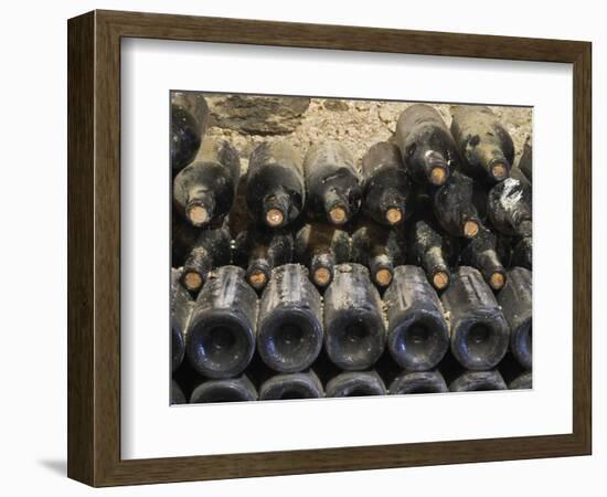 Old Bottles Aging in the Cellar, Chateau Vannieres, La Cadiere d'Azur-Per Karlsson-Framed Photographic Print