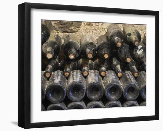 Old Bottles Aging in the Cellar, Chateau Vannieres, La Cadiere d'Azur-Per Karlsson-Framed Photographic Print