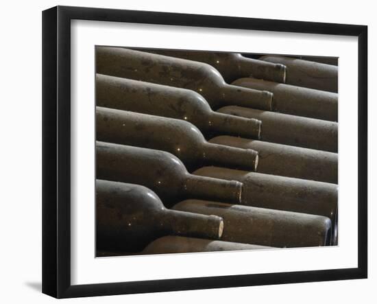 Old Bottles Aging in the Cellar, Chateau Vannieres, La Cadiere d'Azur-Per Karlsson-Framed Premium Photographic Print