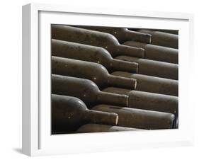 Old Bottles Aging in the Cellar, Chateau Vannieres, La Cadiere d'Azur-Per Karlsson-Framed Photographic Print